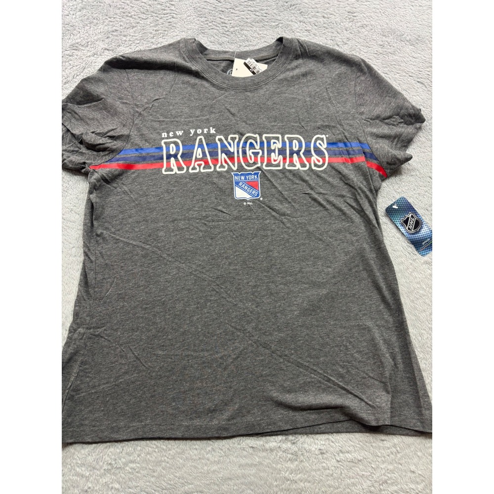 NHL‎ New York Rangers Womens Graphic T-Shirt Heather Grey Short Sleeve Large New